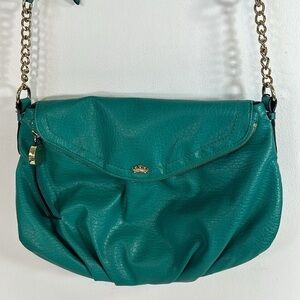 Juicy Couture Faux Leather Gold Chain Hardware Green Crossbody Shoulder Bag